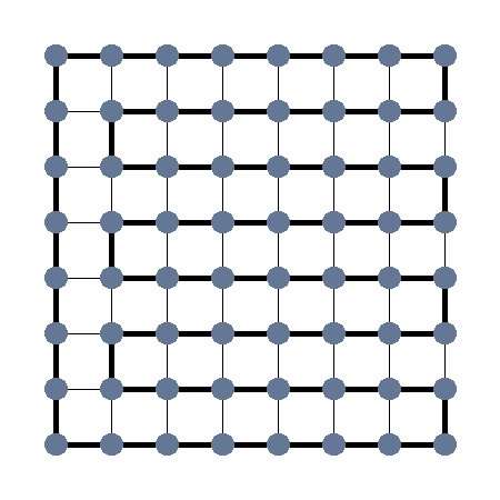 Circuito hamiltoniano en una grilla de 8x8 vértices.